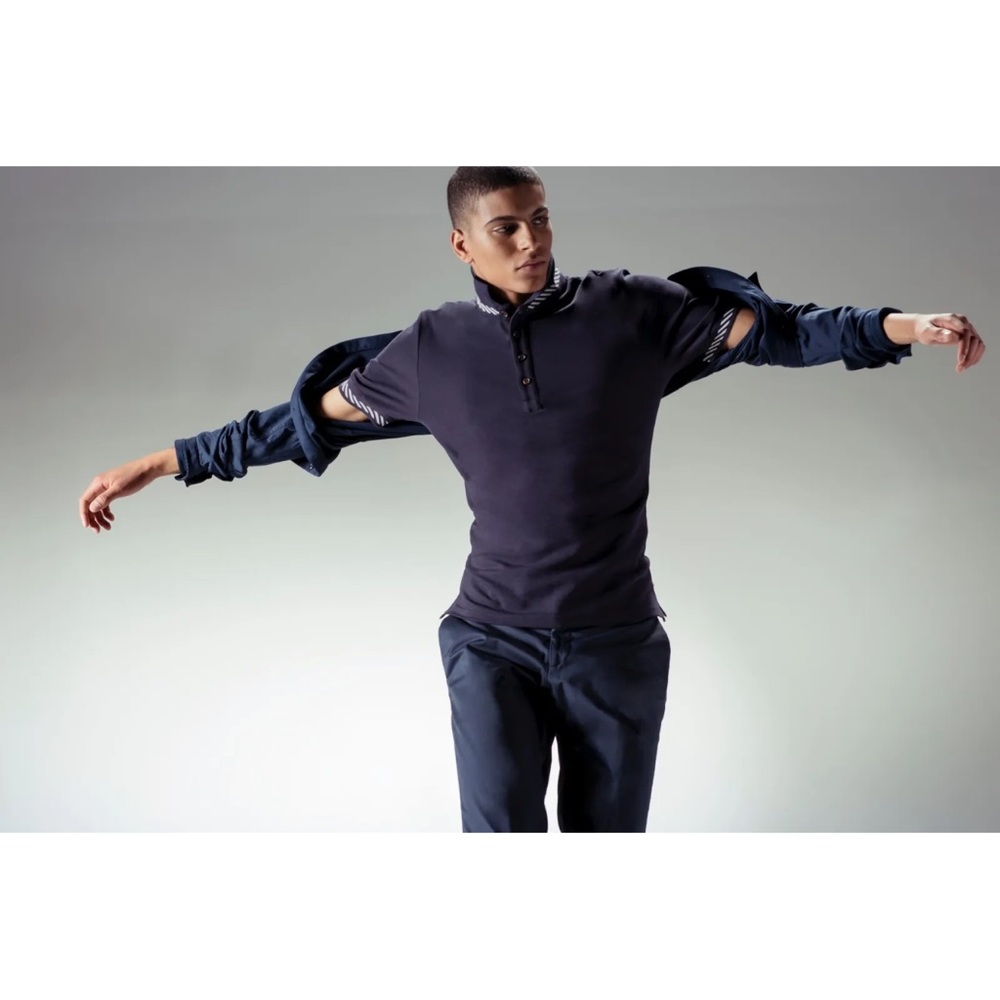 NWT Marteino Chevron Slim Fit Polo | Navy Blue | Men’s Sizes S, M, L